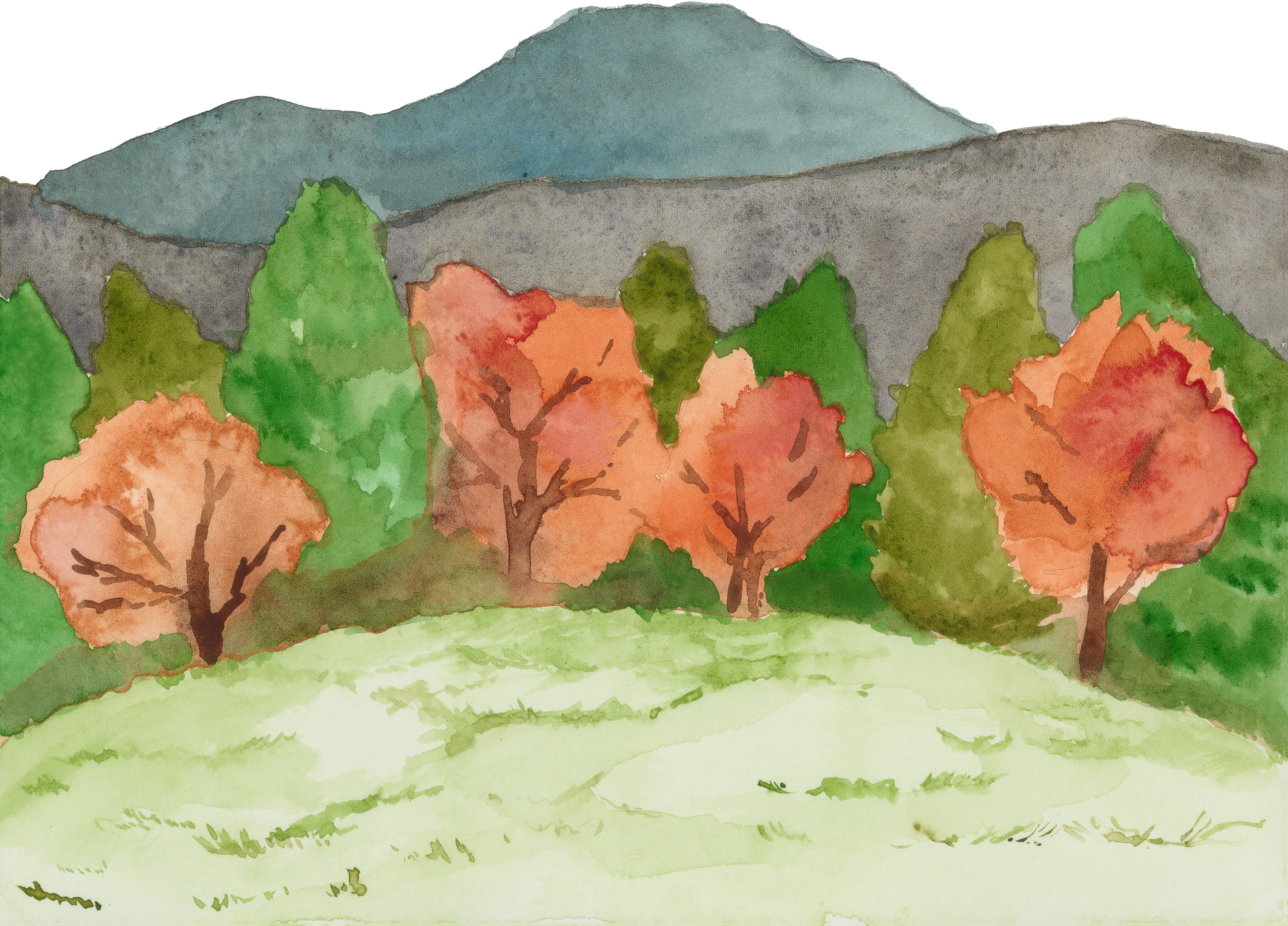 Watercolor painting of Mt. Ascutney, Vermont